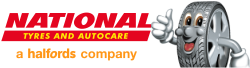 National Tyres and Autocare logo with Halfords byline
