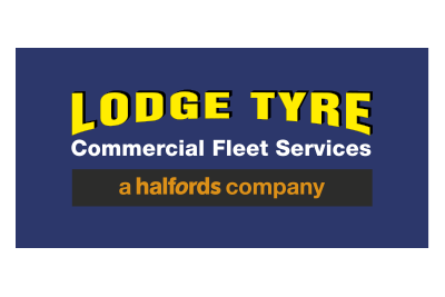Lodge Tyre commercial fleet services logo with tagline 'a Halfords company'